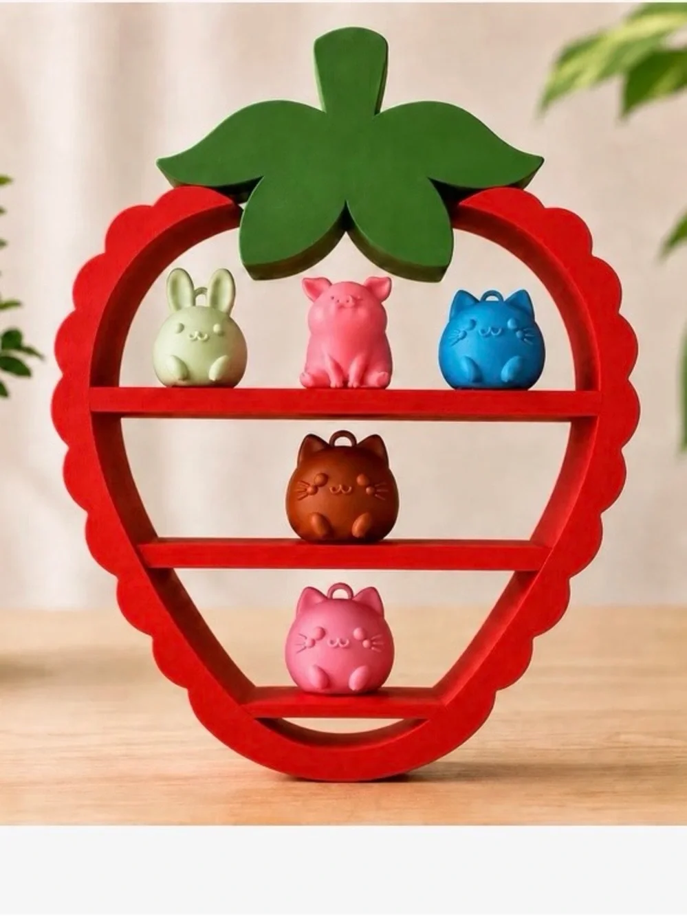 Cute Strawberry Shelf Small Toy Display - Red & Green